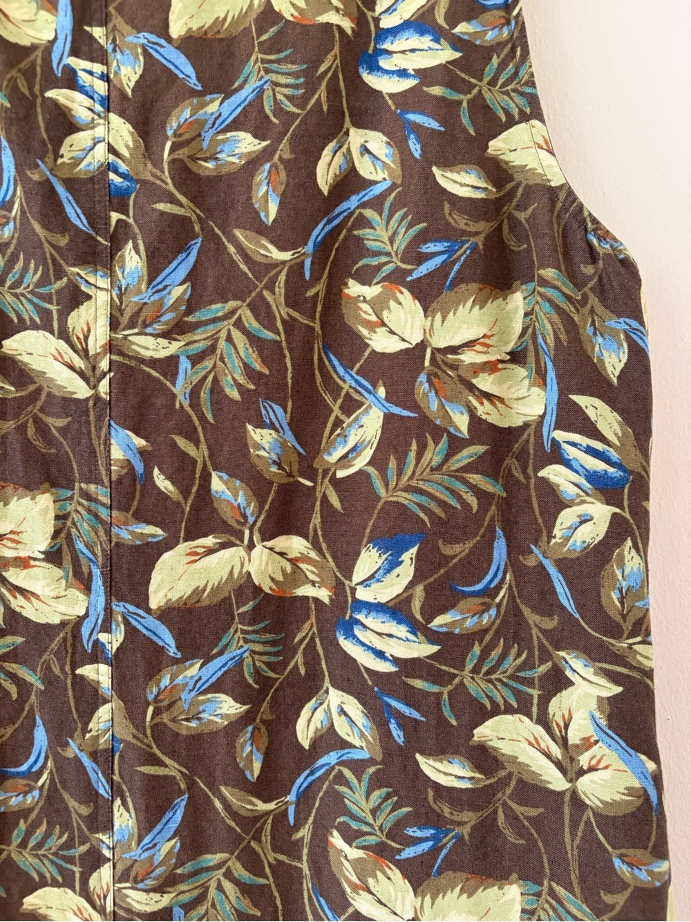 Liz Claiborne LINEN Sleeveless Floral 90s Tie Back Maxi Dress - Picture 7 of 11
